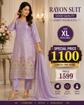 Lavender Floral Rayon Party Wear Suit with Dupatta