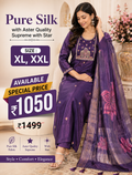 Purple Pure Silk Embroidered Suit with Printed Dupatta