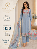 Blue Embroidered Kashmiri Kurta Set with Dupatta