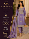 Purple Embroidered Jaipuri Kurta Set with Dupatta